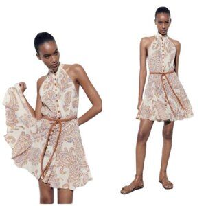 Zara aisley rinted elted ress